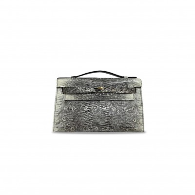 HERMÈS MASTER LIZARD MINI KELLY POCHETTE CLUTCH OMBRE (22*14*7cm) 